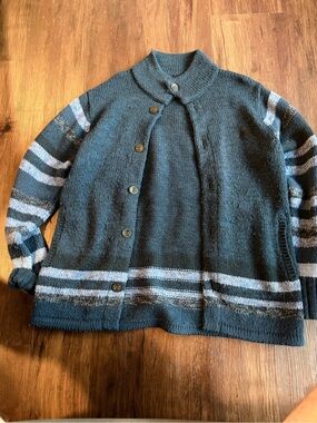 Insight Navy Textured Knit Button Cardigan